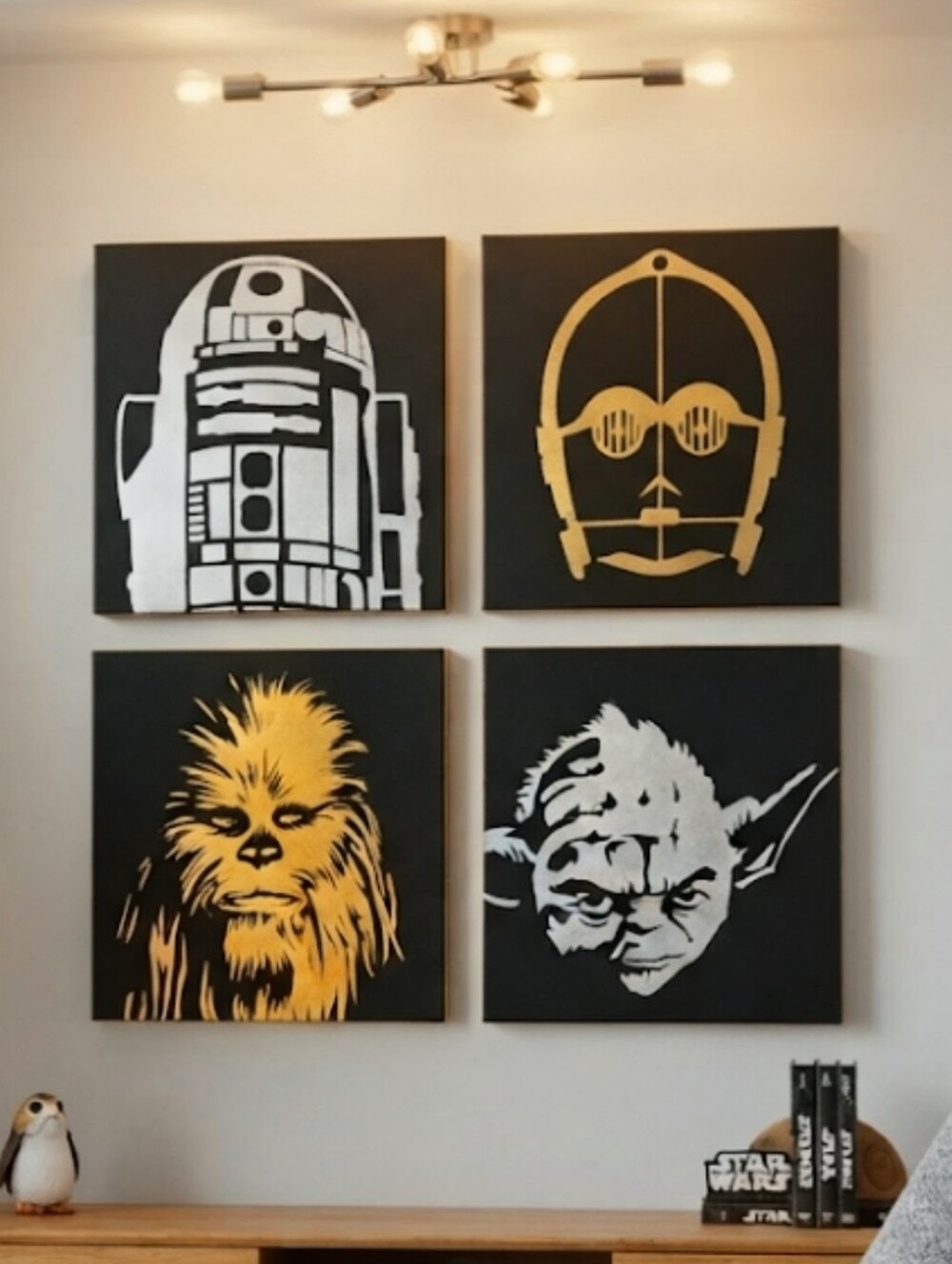 Star Wars Artissimo Canvas Wall Art Set - R2-D2, C-3PO, Chewbacca, Yoda